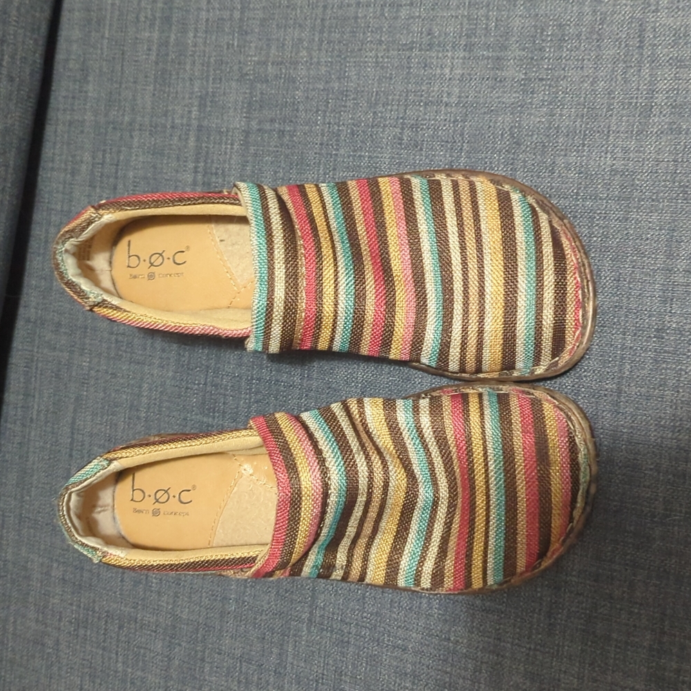 9.5 colorful born concept striped clogs